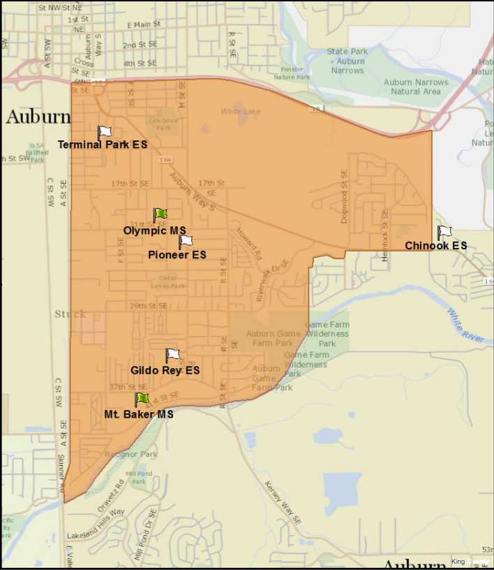 a map of Auburn School District, District 3 boundaries 
