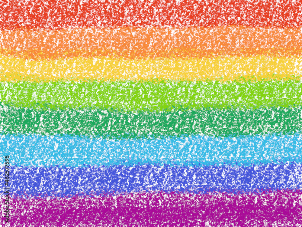 A block of rainbow in crayon texture