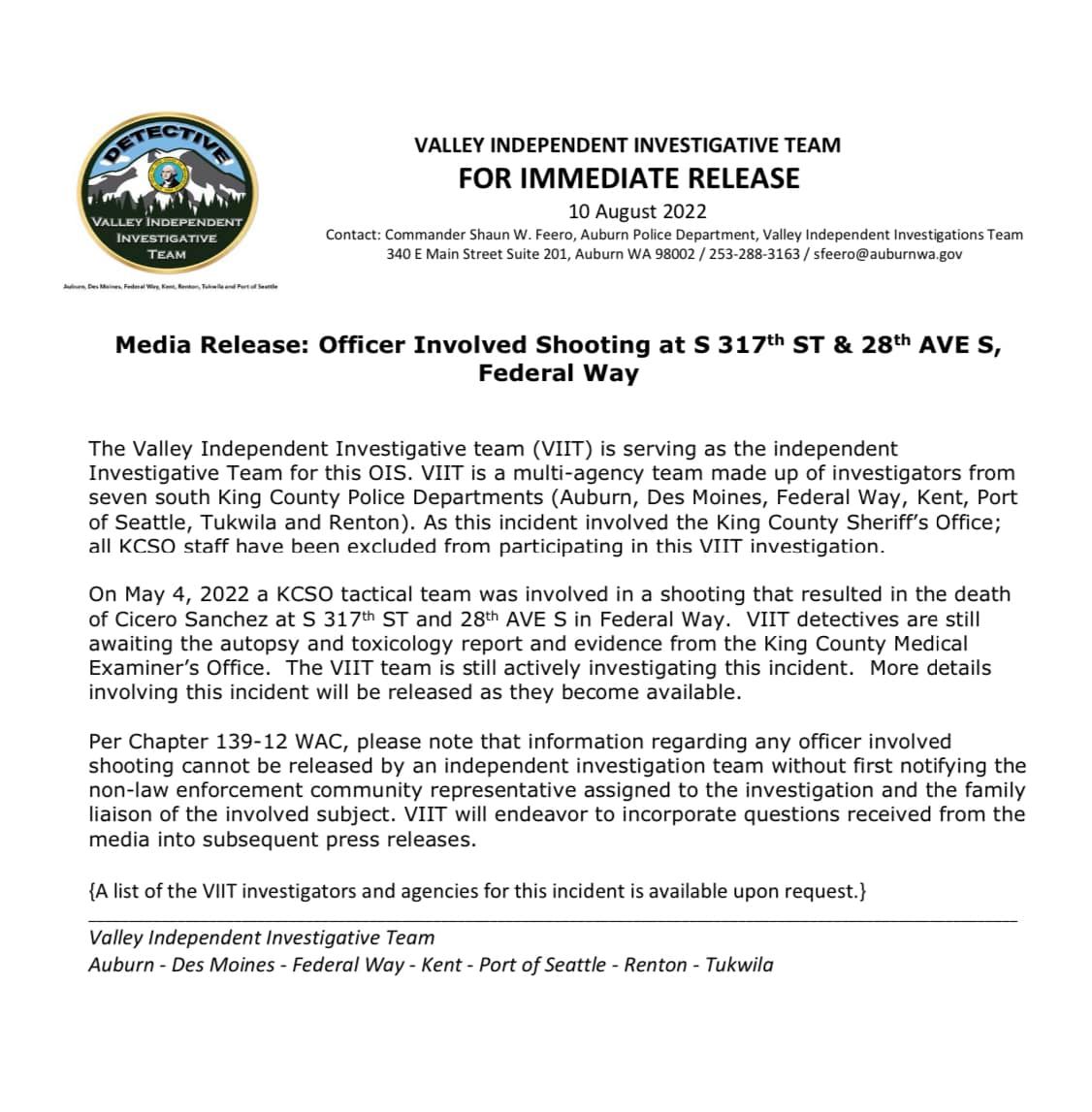 A scanned copy of the August 10 VIIT update for the federal way PD shooting
