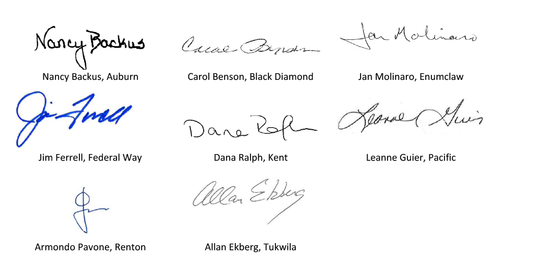 Signatures of the South King County Mayors