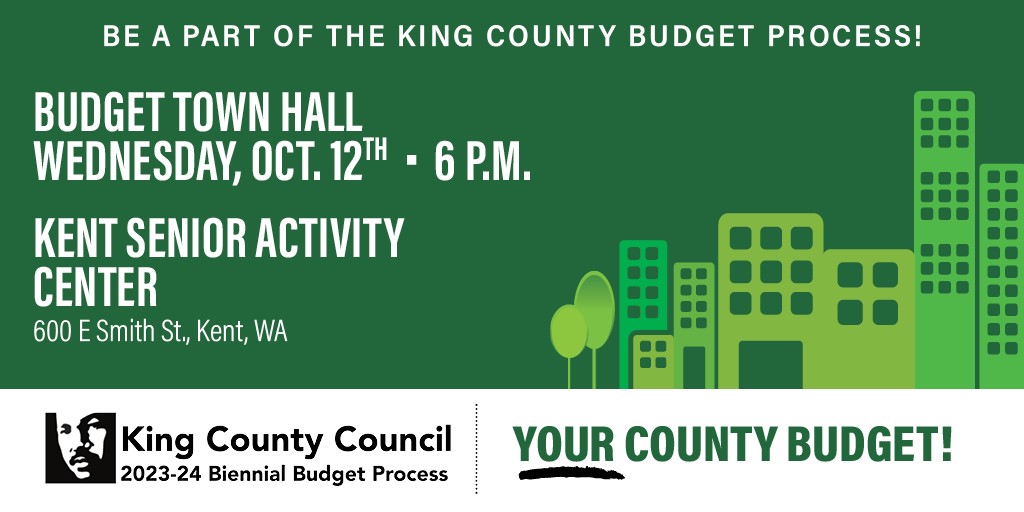 King County Kent Budget Townhall meeting info graphic, all information in article