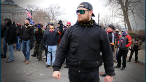 Ethan Nordean, a leader of the Proud Boys, near the U.S. Capitol Building on January 6, 2021