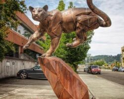 Downtown Auburn Art Installation art installation, auburn wa, city of auburn, cougar sculpture