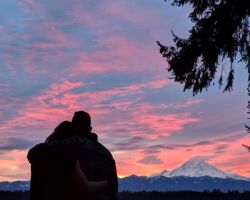 Mt. Rainier at sunset from Auburn | <a href="https://www.instagram.com/kelsey_kappe/">Follow her Instagram: @kelsey_kappe</a> mt rainier, auburn wa, auburn wa in photographs, auburn in photos, auburn in photographs, mt rainier from auburn, city of auburn, auburn washington, pnw, wa, wa state, photos of auburn wa, sunset mountain, silhouette, romantic sunset,
